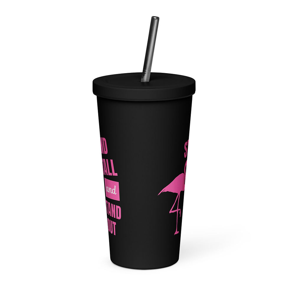 Thumbnail: "Stand Tall and Stand Out" Flamingo Insulated tumbler with a straw