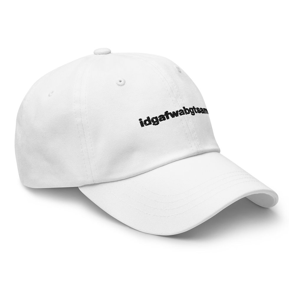 Thumbnail: "idgafwabgtsam" Embroidered Dad Hat (Black Font)