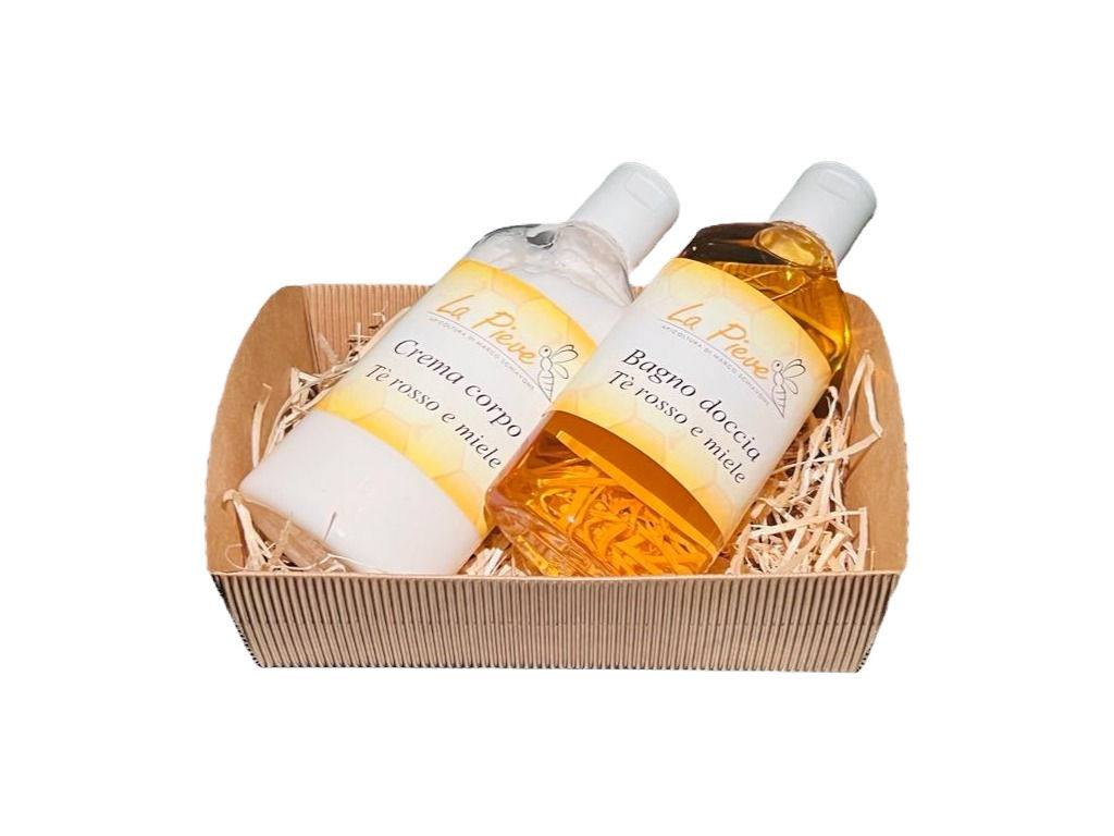 Cesto Regalo Crema Corpo Più Bagno Doccia al Tè Rosso e Miele