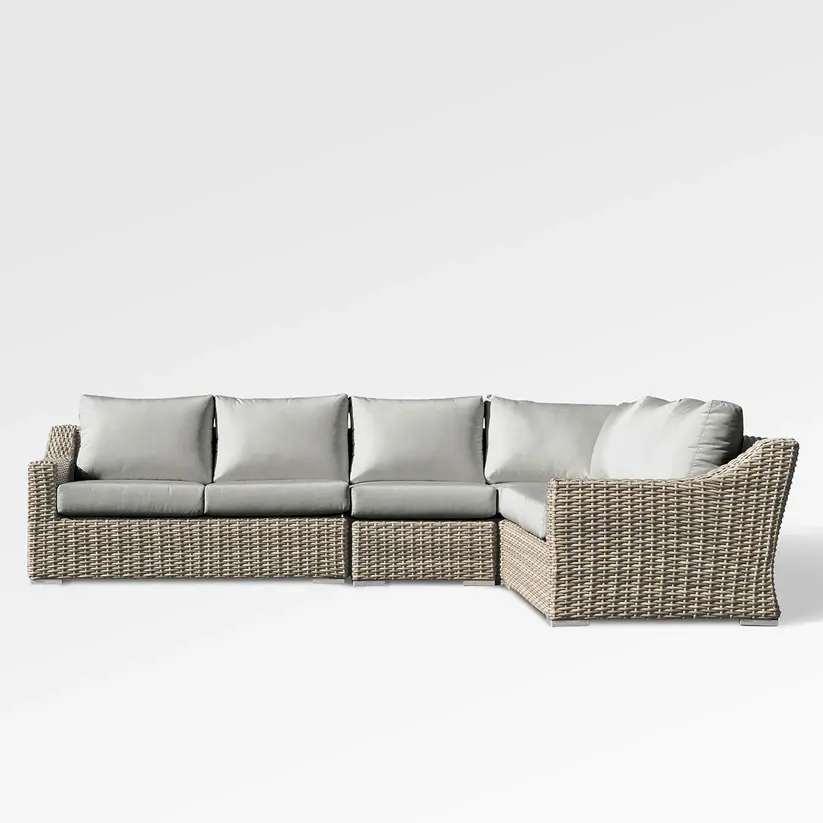 Thumbnail: Tulip 6 Seat Sectional with Sunbrella® Cushions + Ottoman Coffee Table