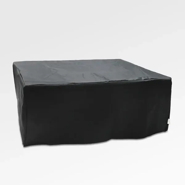Thumbnail: Outdoor Black Aluminum Rectangle Fire Pit Table with Wind Guard and Cover