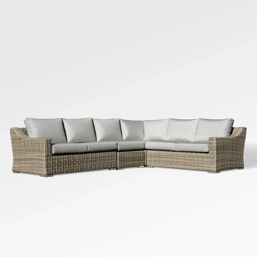 Thumbnail: Tulip 6 Seat Sectional with Sunbrella® Cushions + Ottoman Coffee Table