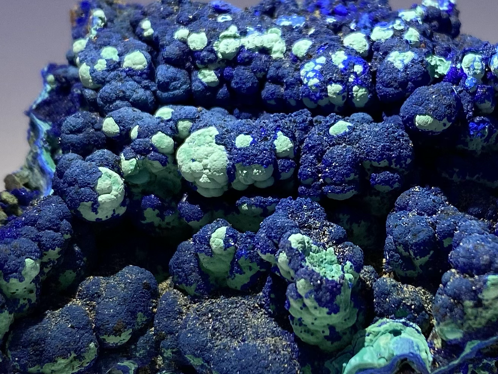 Thumbnail: Collector’s Piece: Azurite pseudomorph after Chrysocolla on Quartz from China