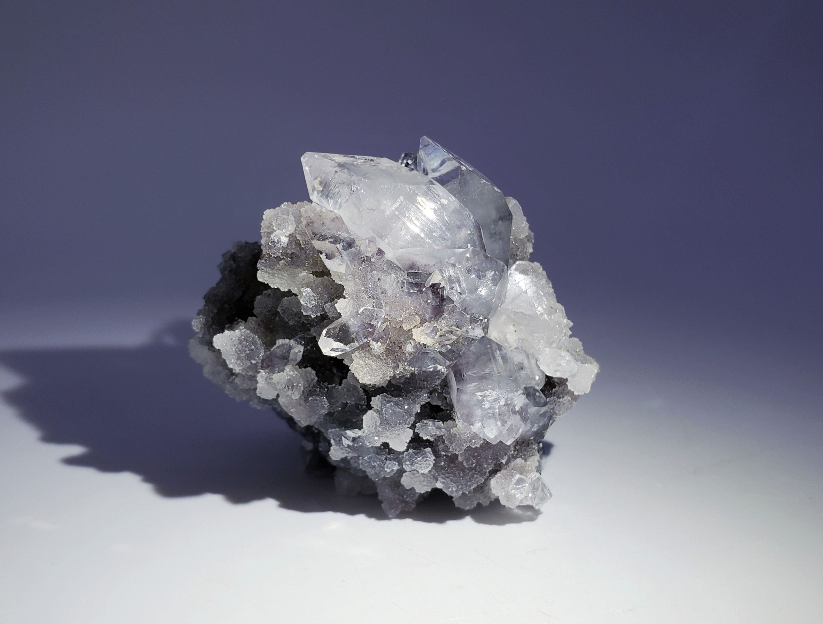 Apophyllite on Purple Chalcedony from Maharashtra, India