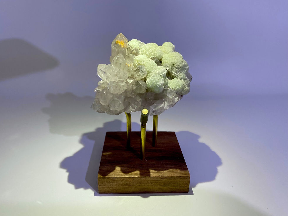 Thumbnail: Collector’s Piece: Prehnite and Quartz with Mica from Meigu Co., China