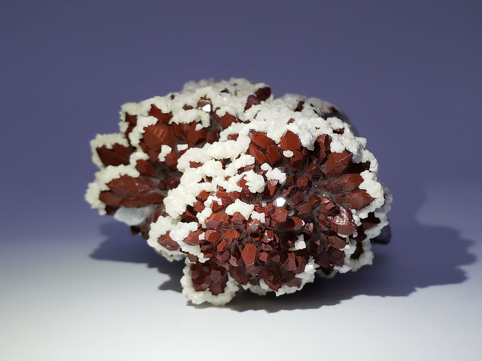 Thumbnail: Red Hematite Included Quartz with Dolomite and Chalcopyrite