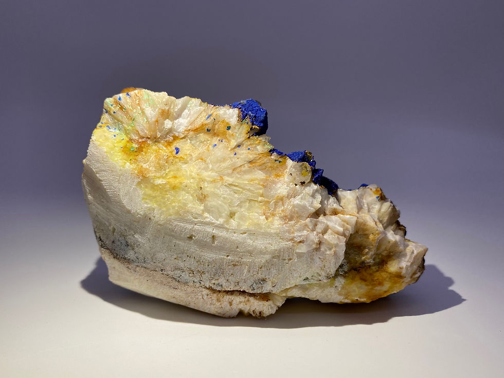 Thumbnail: Azurite and Goethite pseudomorph after Quartz from Dongchuan Co., China