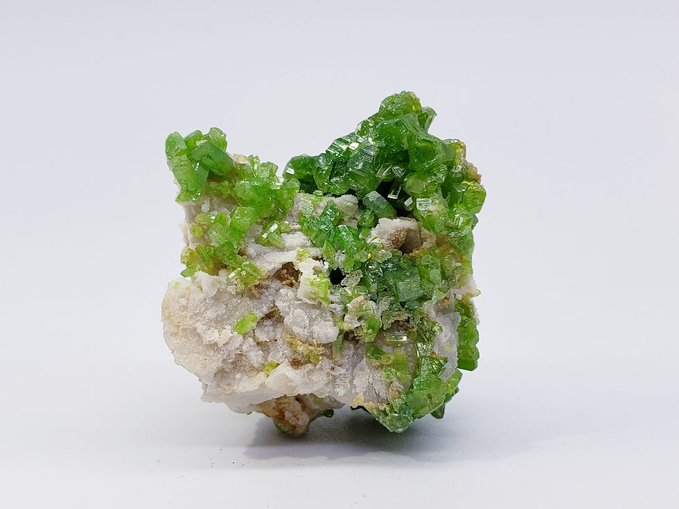 Thumbnail: Bright Lime-Green Pyromorphite on Matrix from Daoping Mine, China