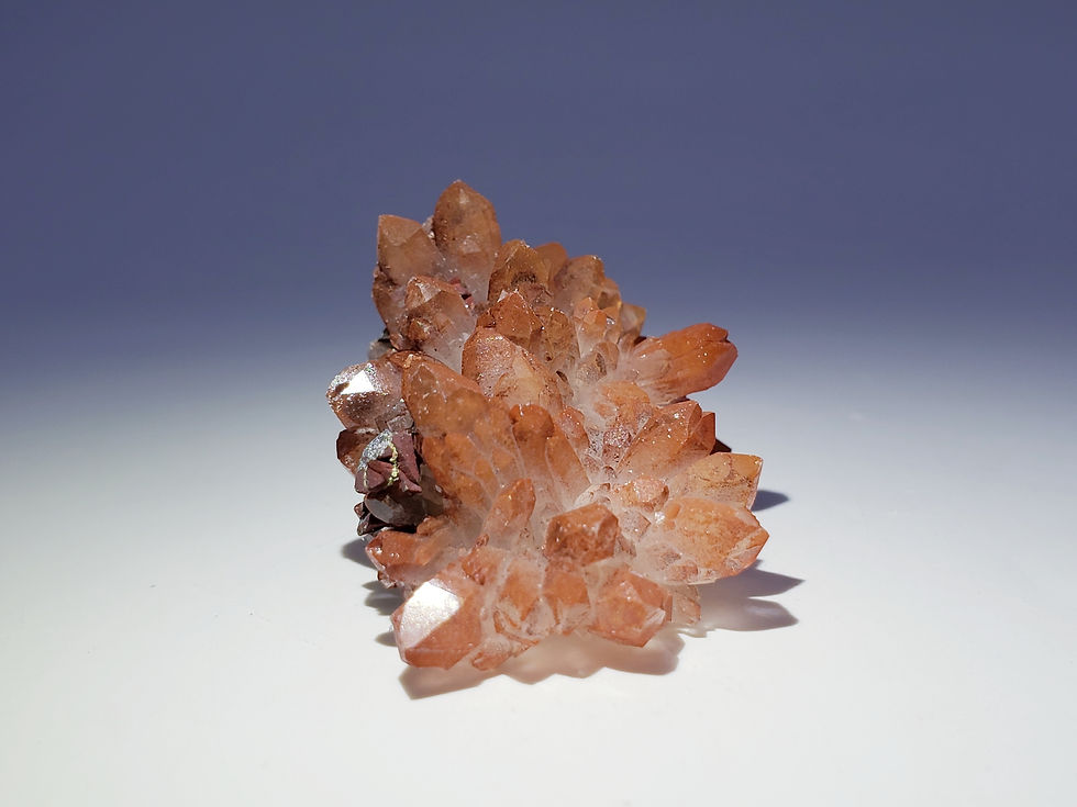 Thumbnail: Red Hematite Quartz and Tetrahedrite from Dongxiang Co., China