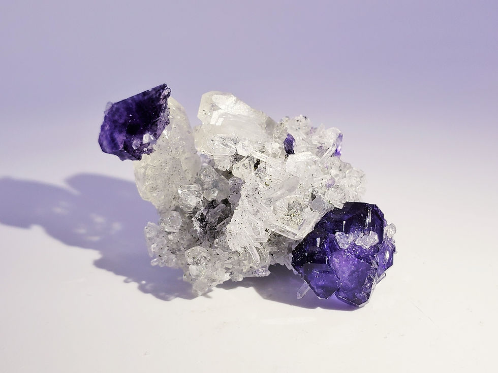 Fluorite on Quartz Matrix from Shizhuyuan Mine