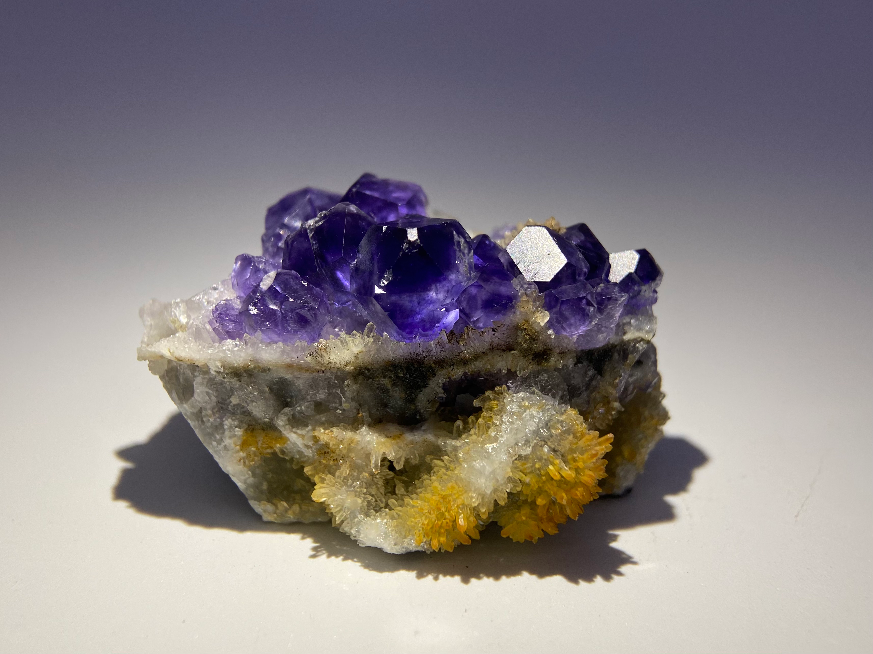 "Tanzanite" Fluorite on Quartz from Xiayang Mine, China