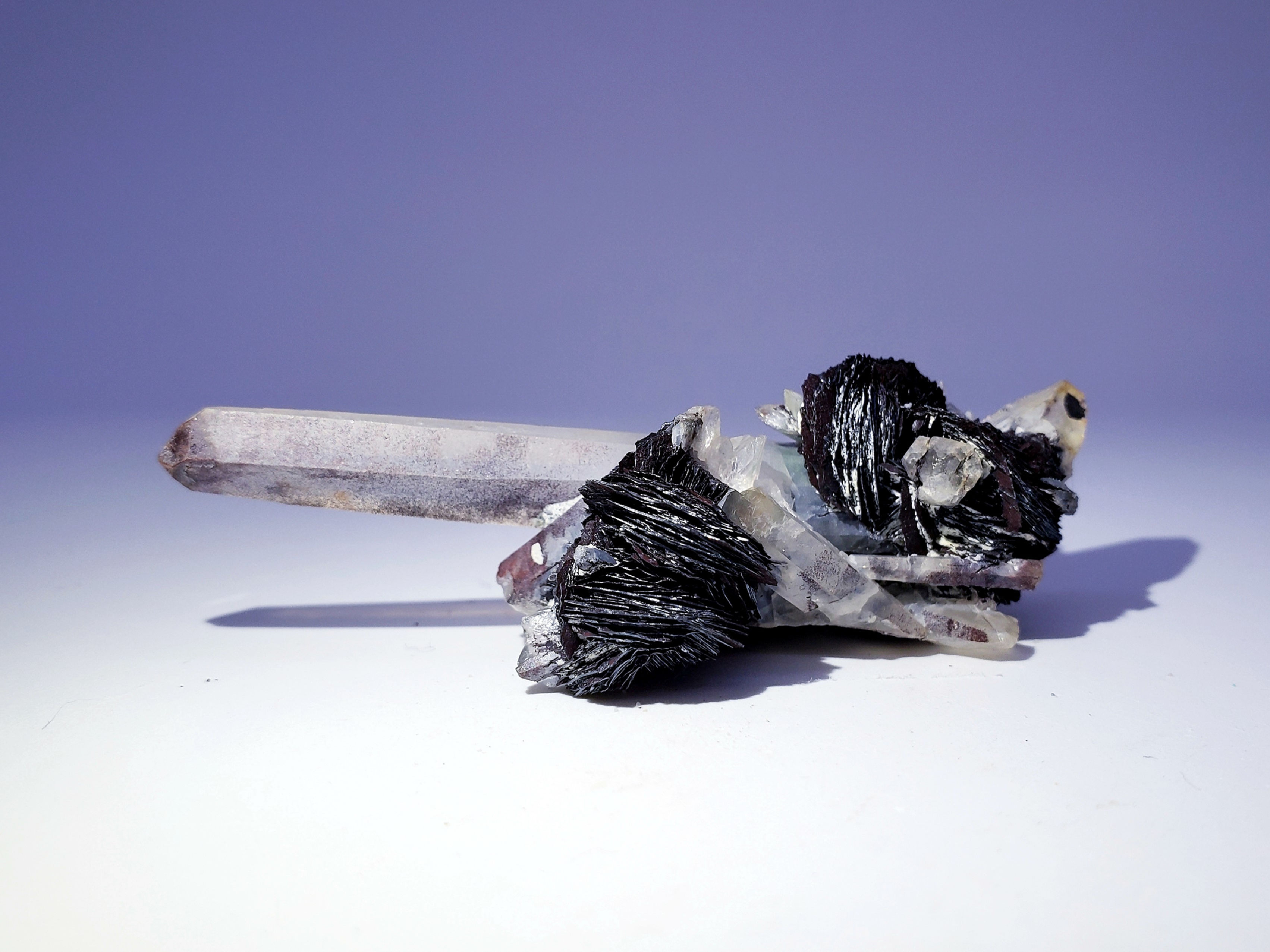 Hematite var. Specularite on Quartz from Jinlong Hill