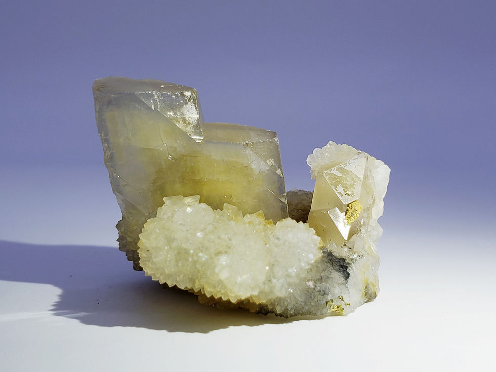 Barite (Baryte) on Druzy Quartz from Xikuangshan Mine, Hunan, China