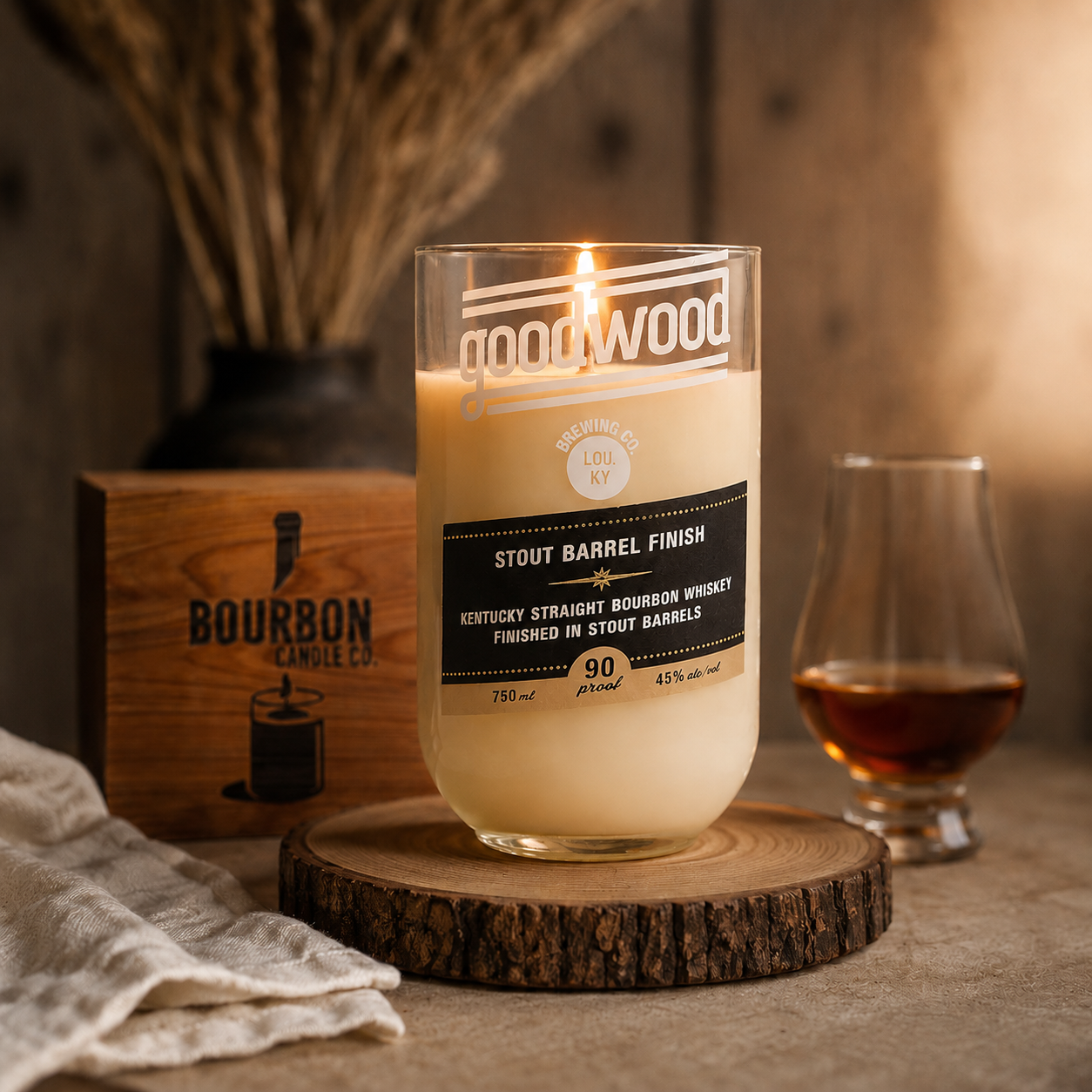 Upcycled Goodwood Kentucky Straight Bourbon Whiskey Finished Candle