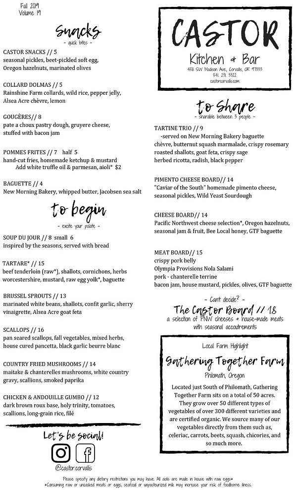 MENUS castorcorvallis