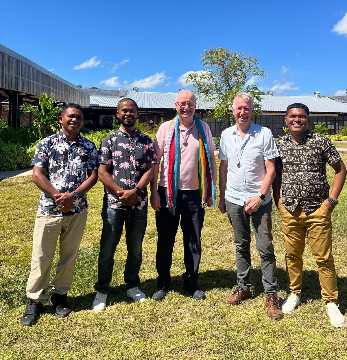 Br Darren with (L to R) - Br Gaspar Te'un, Br Joel Da Costa, Br Paul Kane and Br Jacinto Fuli Falo