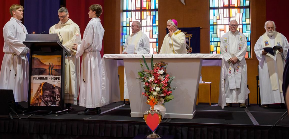 Deacon Tony Moore, Fr Laurie Timms O Carm, Bishop Joe Caddy, Fr Kerry Crowley, and Fr Martin Kenny