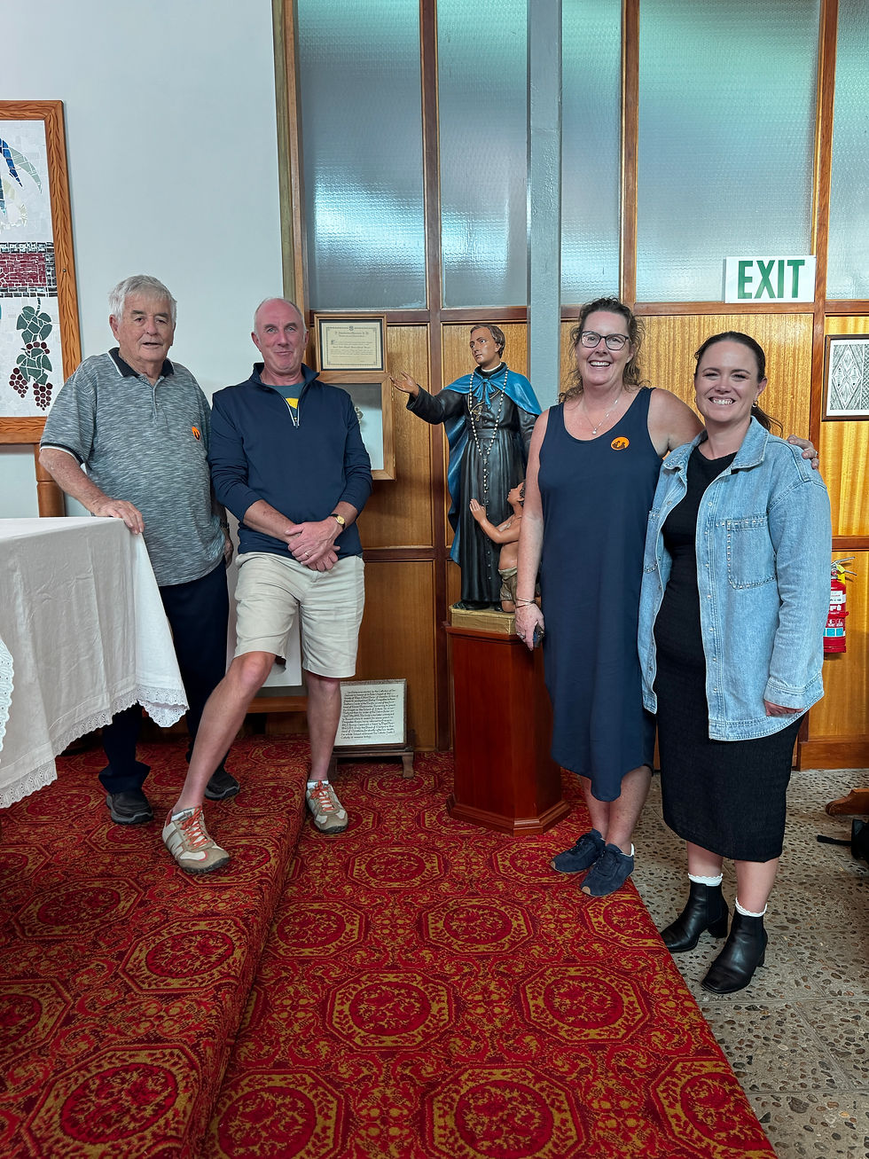 Br Bryan with staff from Chanel College - Nigel Bailey, Ashley Thomson, Sally Baker