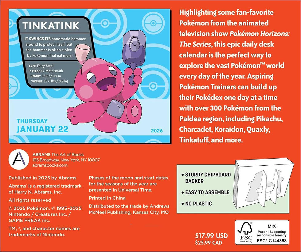 Thumbnail: Pokémon 2026 Day-to-Day Calendar