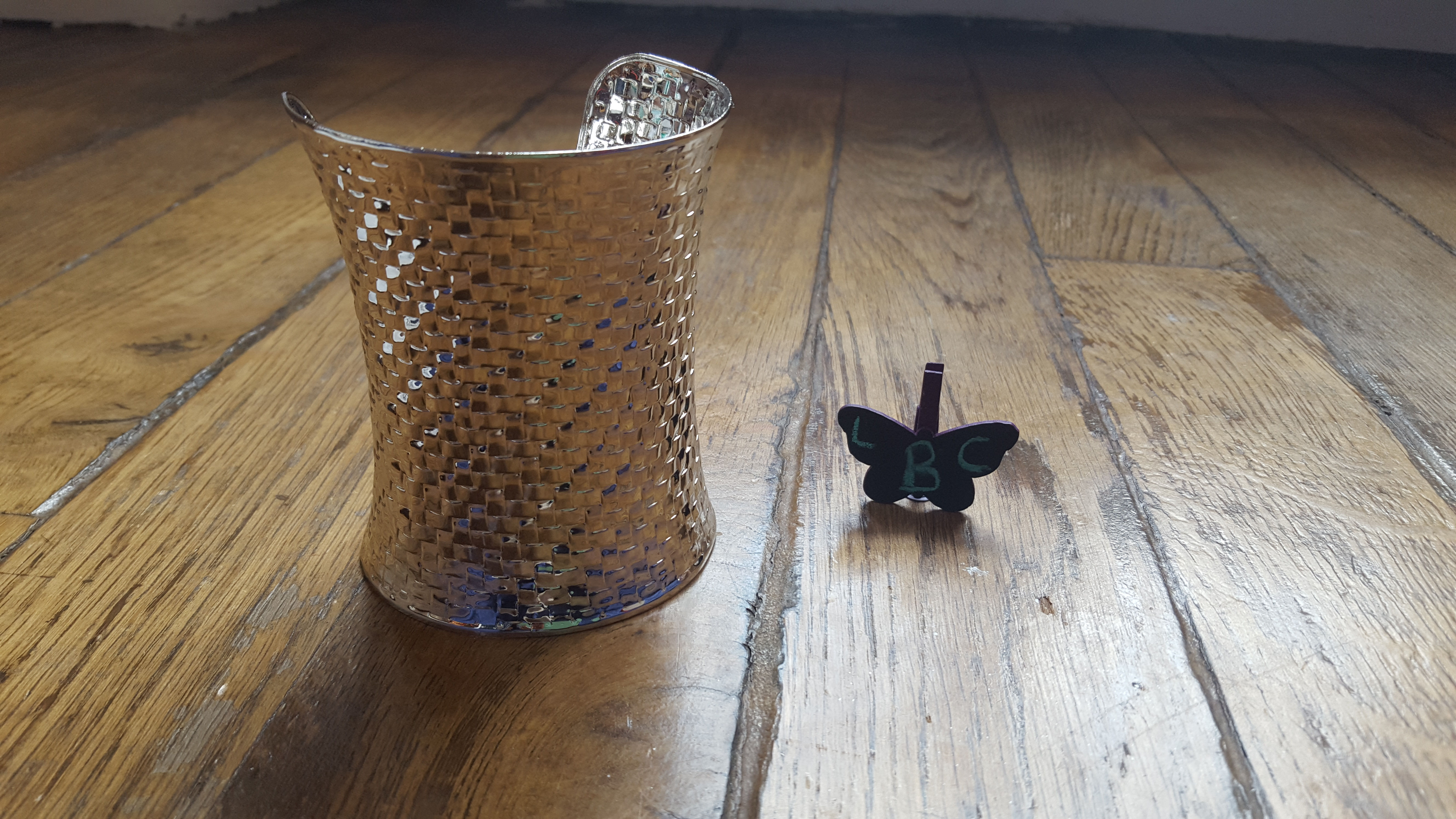 Bracelet grande manchette argenté à personnaliser