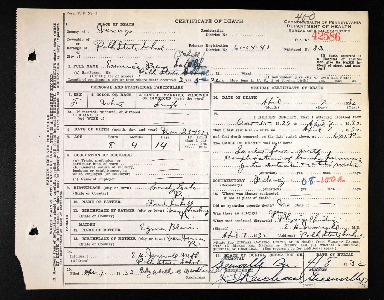 Adopt A Grave: Eunice Irene Schell (Child)