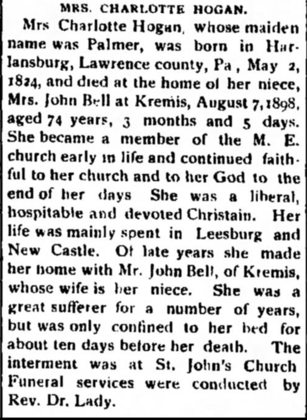 Adopt A Grave: Charlotte Palmer Hogan