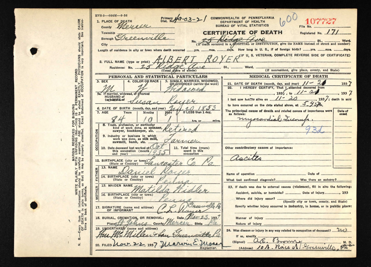 Adopt A Grave: Albert W Royer