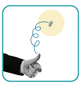 Illustration einer Hand, die eine Münze wirft