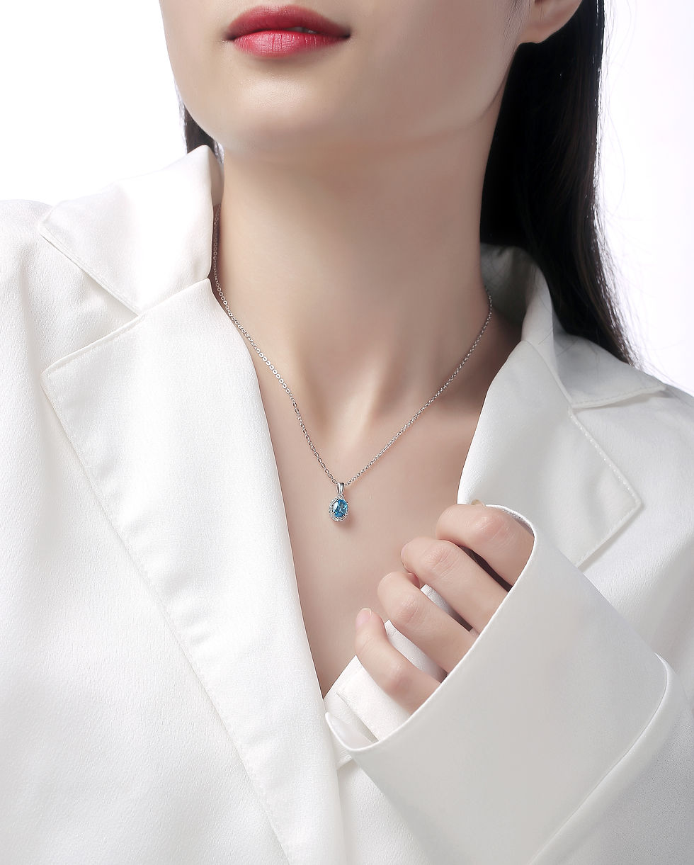 縮圖：925 Silver Blue Topaz Pendant
