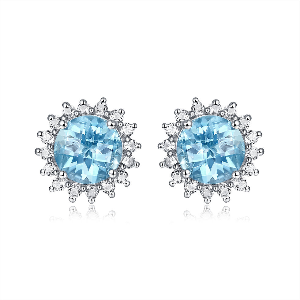 縮圖：925 Silver Aquamarine Earrings