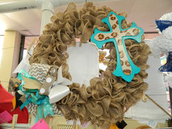 Leopard Cross Burlap Wreath