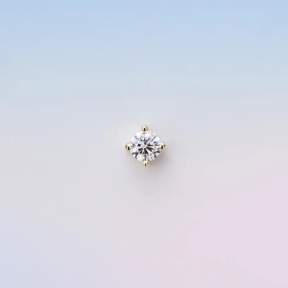 Thumbnail: Prong Set CZ End – Classic Sparkle in Solid 14K Gold (Threadless End)