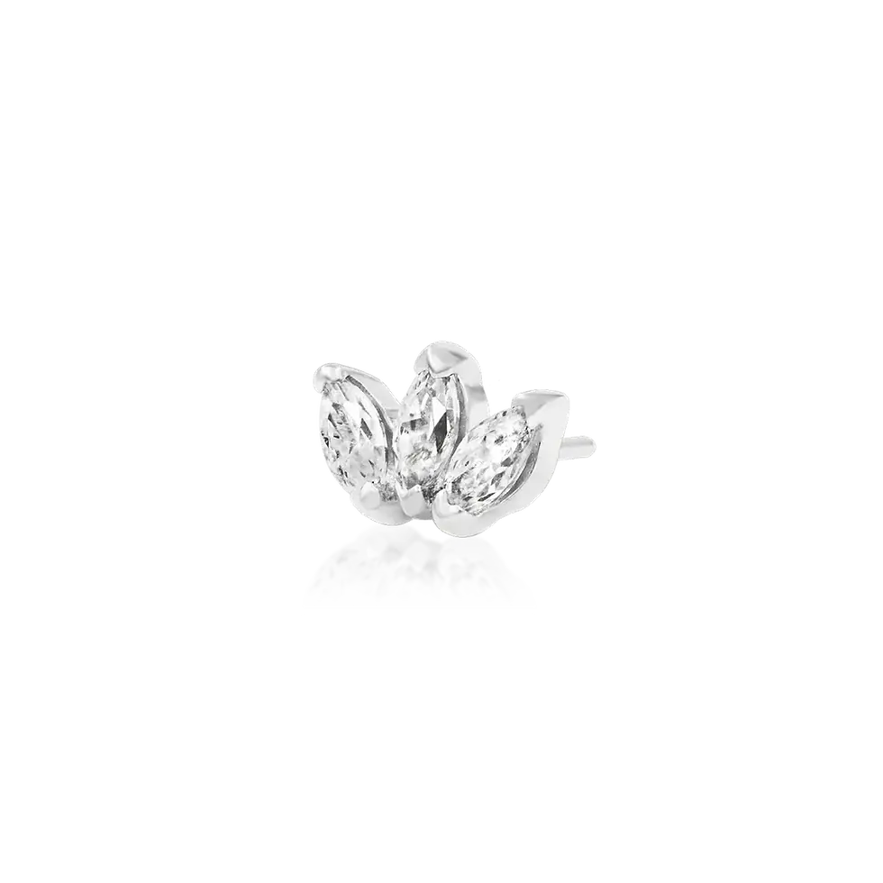 Thumbnail: Triple Marquise Fan – CZ (Threadless End, 14k Gold)