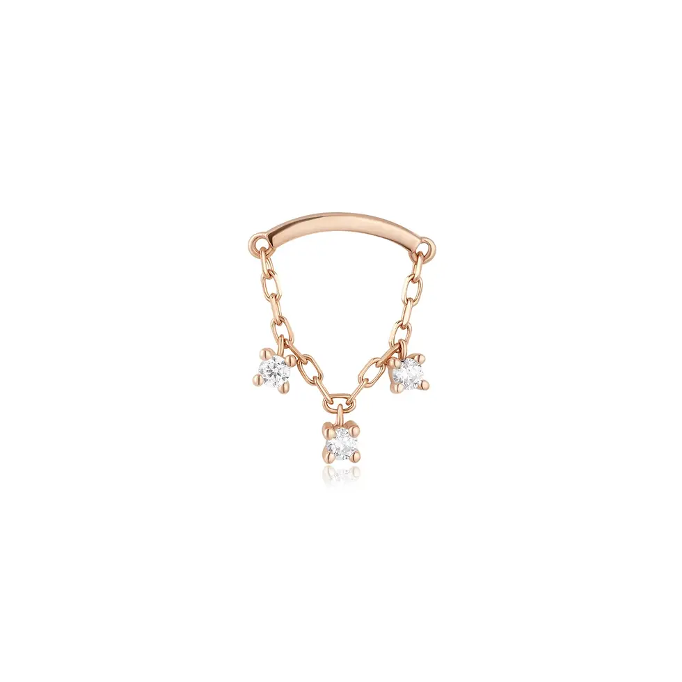 Thumbnail: Céleste – Chain-Set CZ Dangle for Hidden Helix (Threadless End)