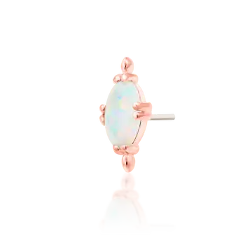 Thumbnail: Xara – White Faux Opal (Threadless End, 14k Gold)