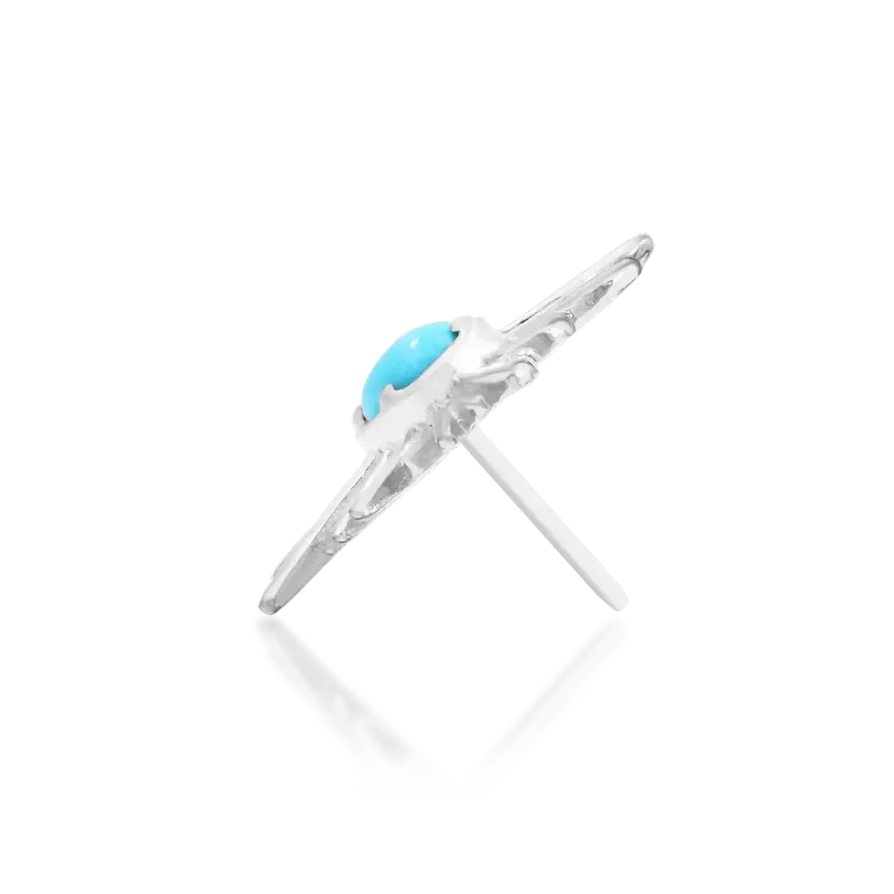 Thumbnail: Jadzia – Synthetic Turquoise (Threadless End, 14k Gold)