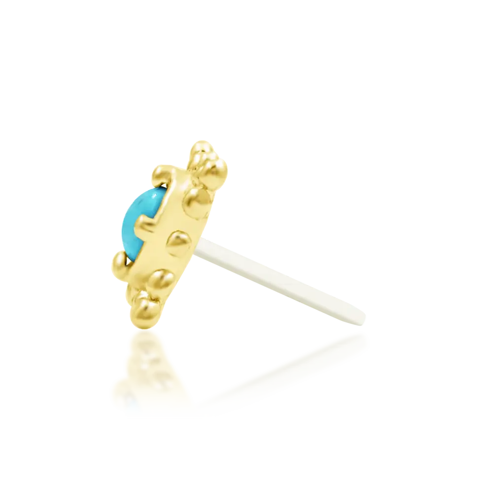 Thumbnail: Suz – Synthetic Turquoise (Threadless End, 14k Gold)