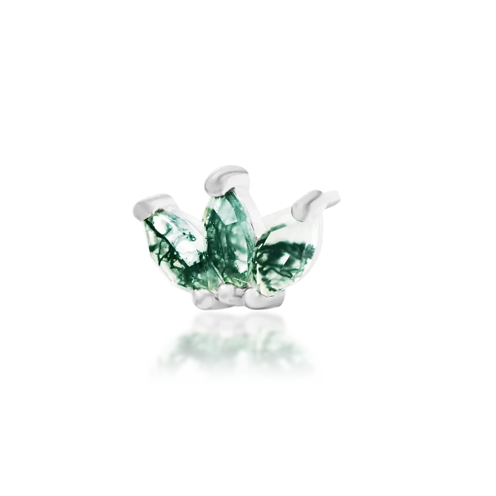 Thumbnail: Moss Marquise Fan – Moss Agate (Threadless End, 14k Gold)