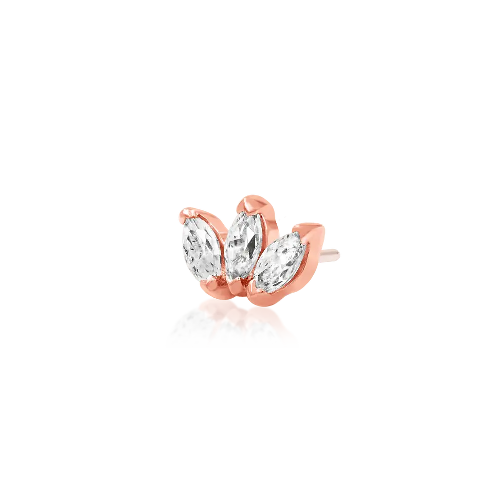Thumbnail: Triple Marquise Fan – CZ (Threadless End, 14k Gold)