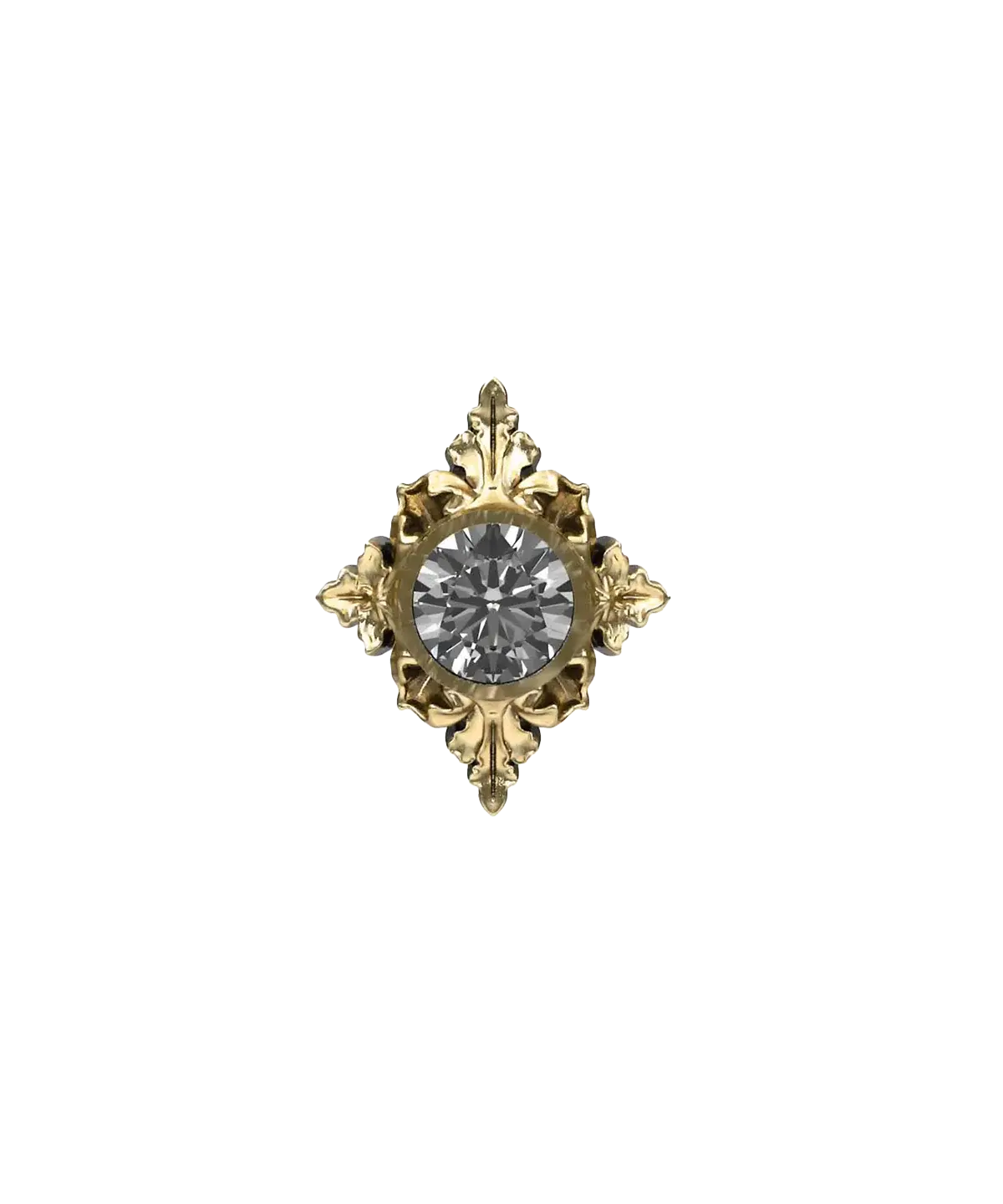 Manteca Round End – Smoke Grey CZ in 18K Gold