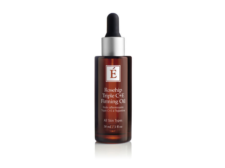 Rosehip Triple C+E Firming Oil bottle with All Skin Types text.
