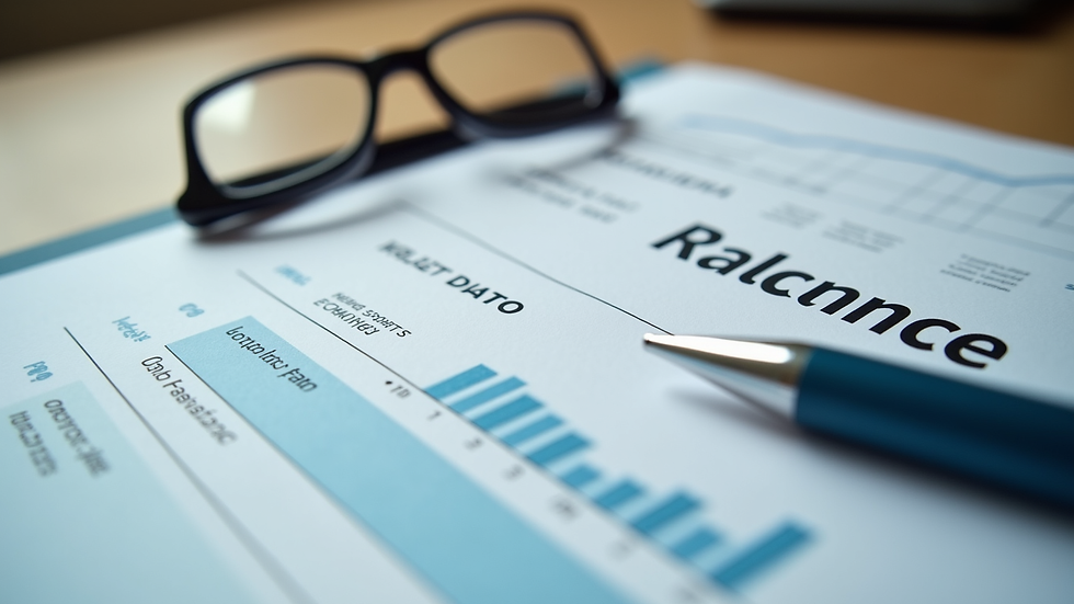 Close-up view of a financial report with insurance data