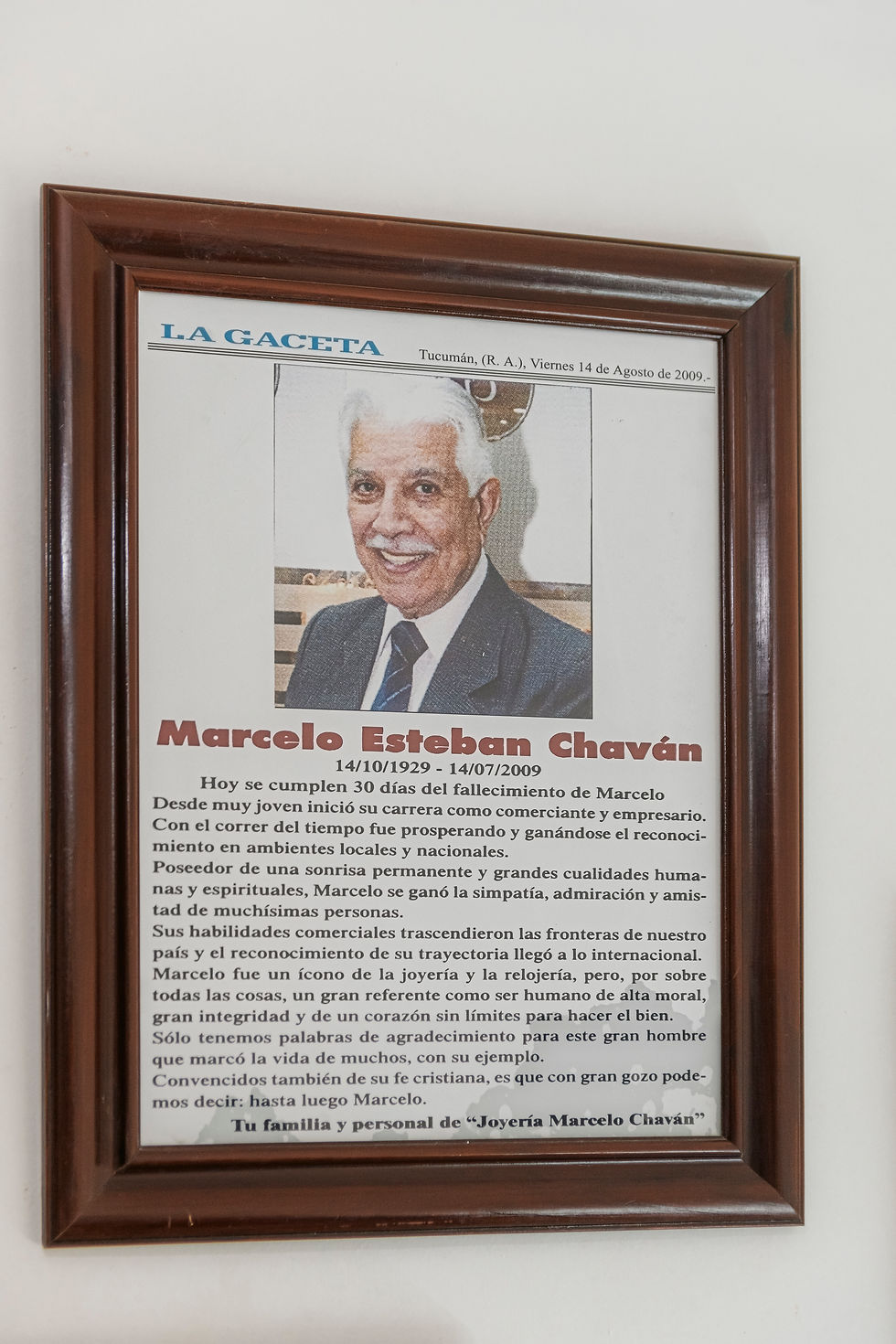 Reconocimiento por parte de La Gaceta para Marcelo Chavan