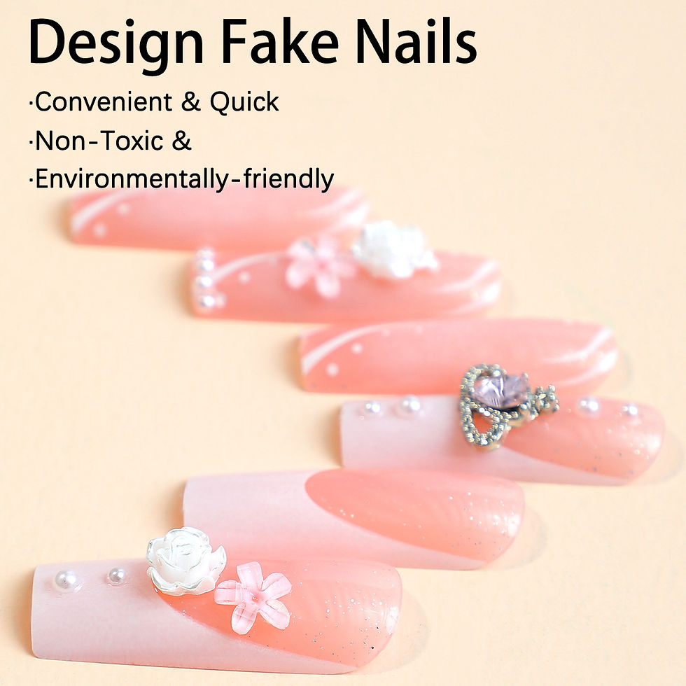 Thumbnail: French Tip Butterfly Pearl Nail Art - 24 Pieces Set