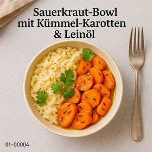 Sauerkraut-Bowl mit Kümmel-Karotten & Leinöl