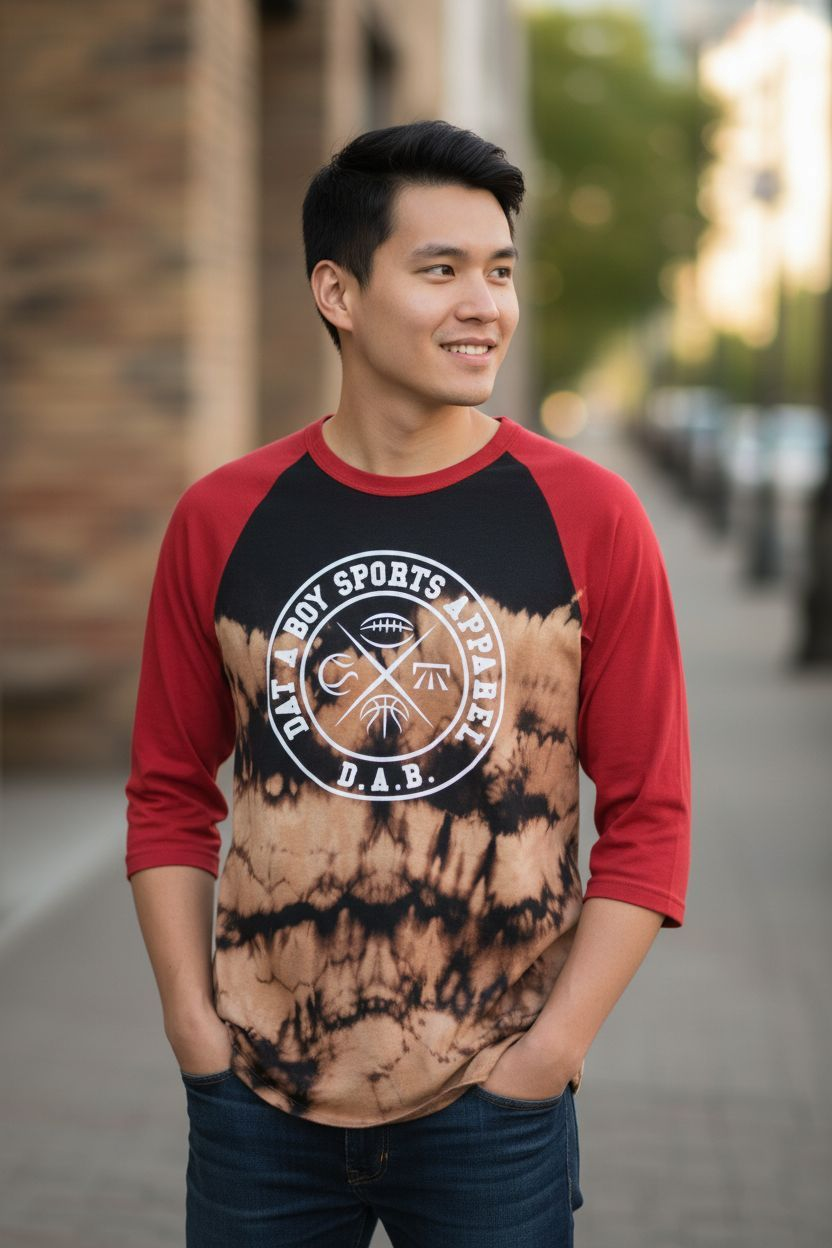 Thumbnail: DAT A BOY™ "ONE of A KIND" Hand-Stained/Painted Raglan Baseball Jersey