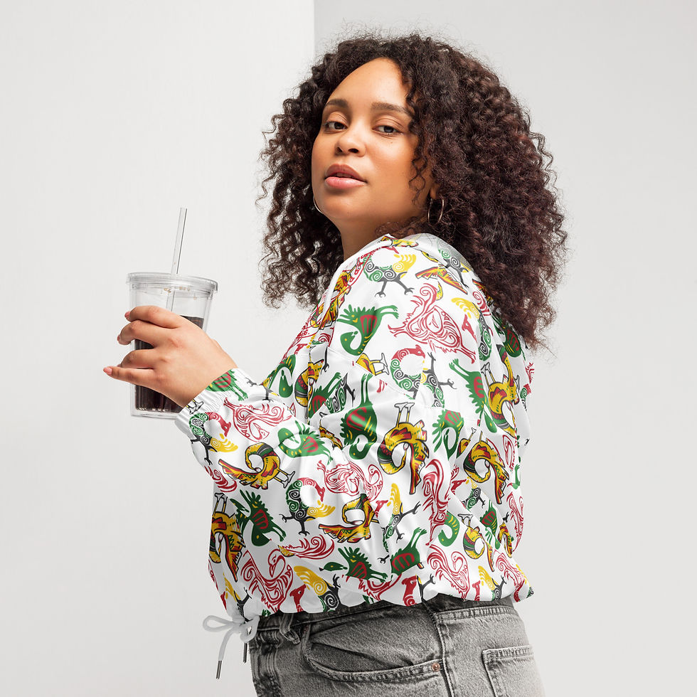 Thumbnail: Sankofa Warrior™ / DAT A GIRL™ - Women’s cropped windbreaker