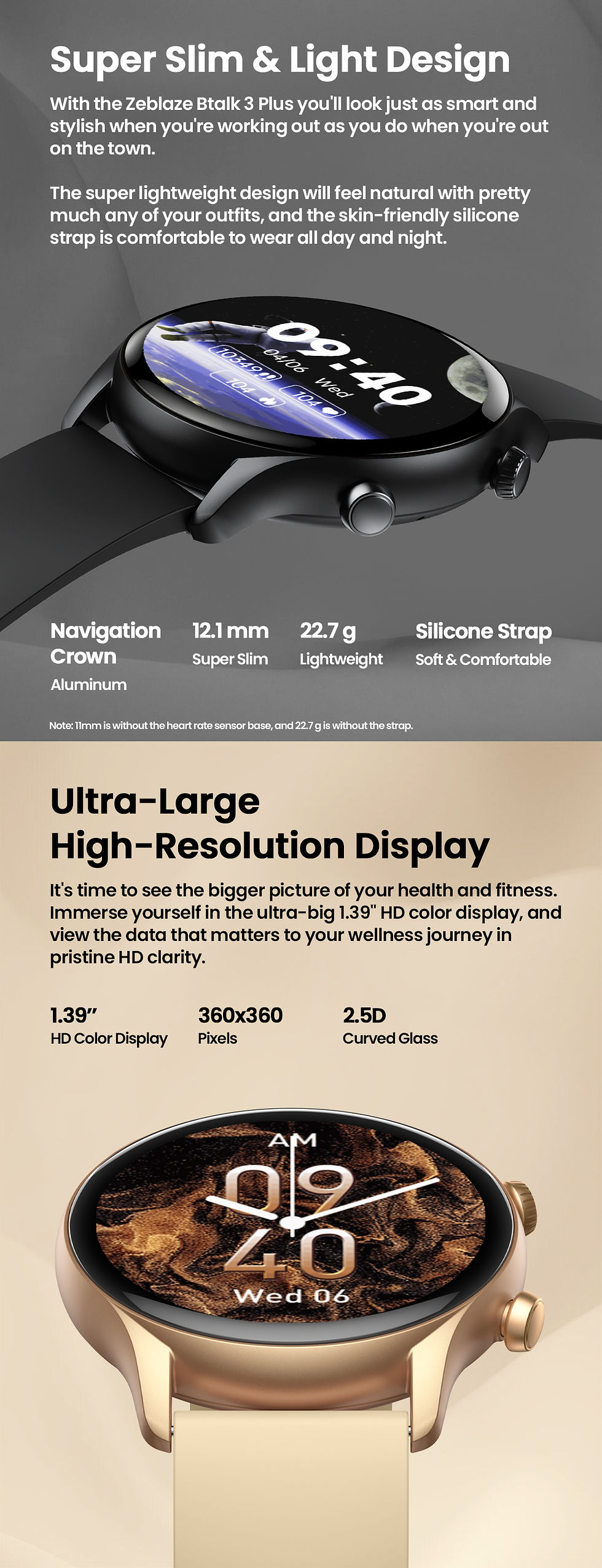 Thumbnail: New Zeblaze Btalk 3 Plus Voice Calling Smart Watch 1.39'' Large HD Color Display
