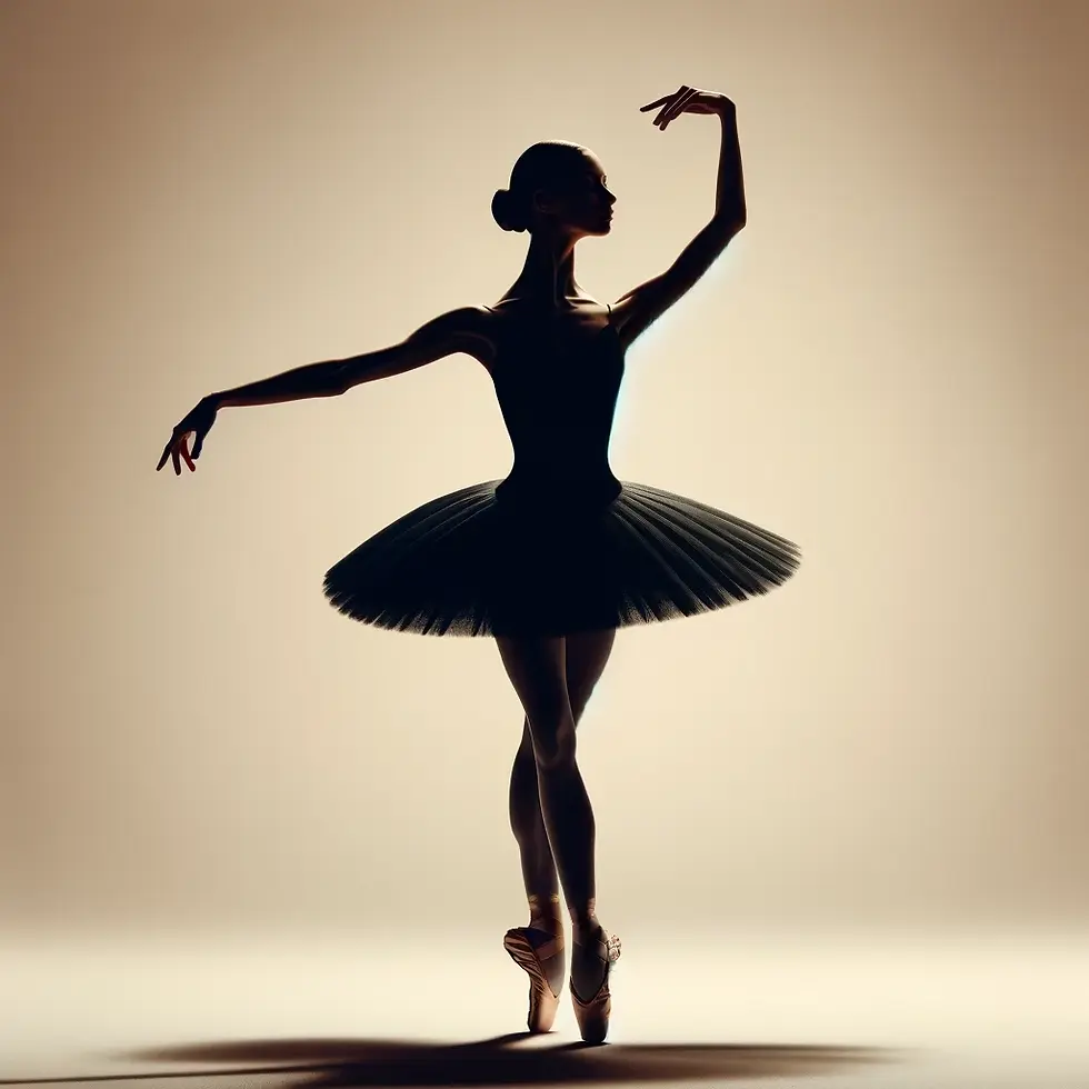Silhouette élégante d'une danseuse de ballet, symbole de discipline et de grâce intemporelle.