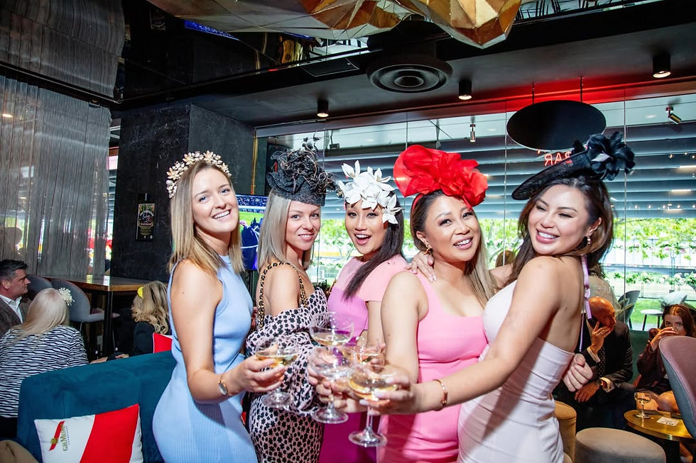 Girls celebrate race day at the Left Bank